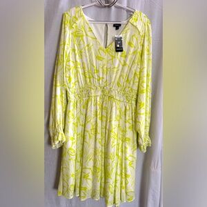 Torrid White and Green Long Sleeve Sundress